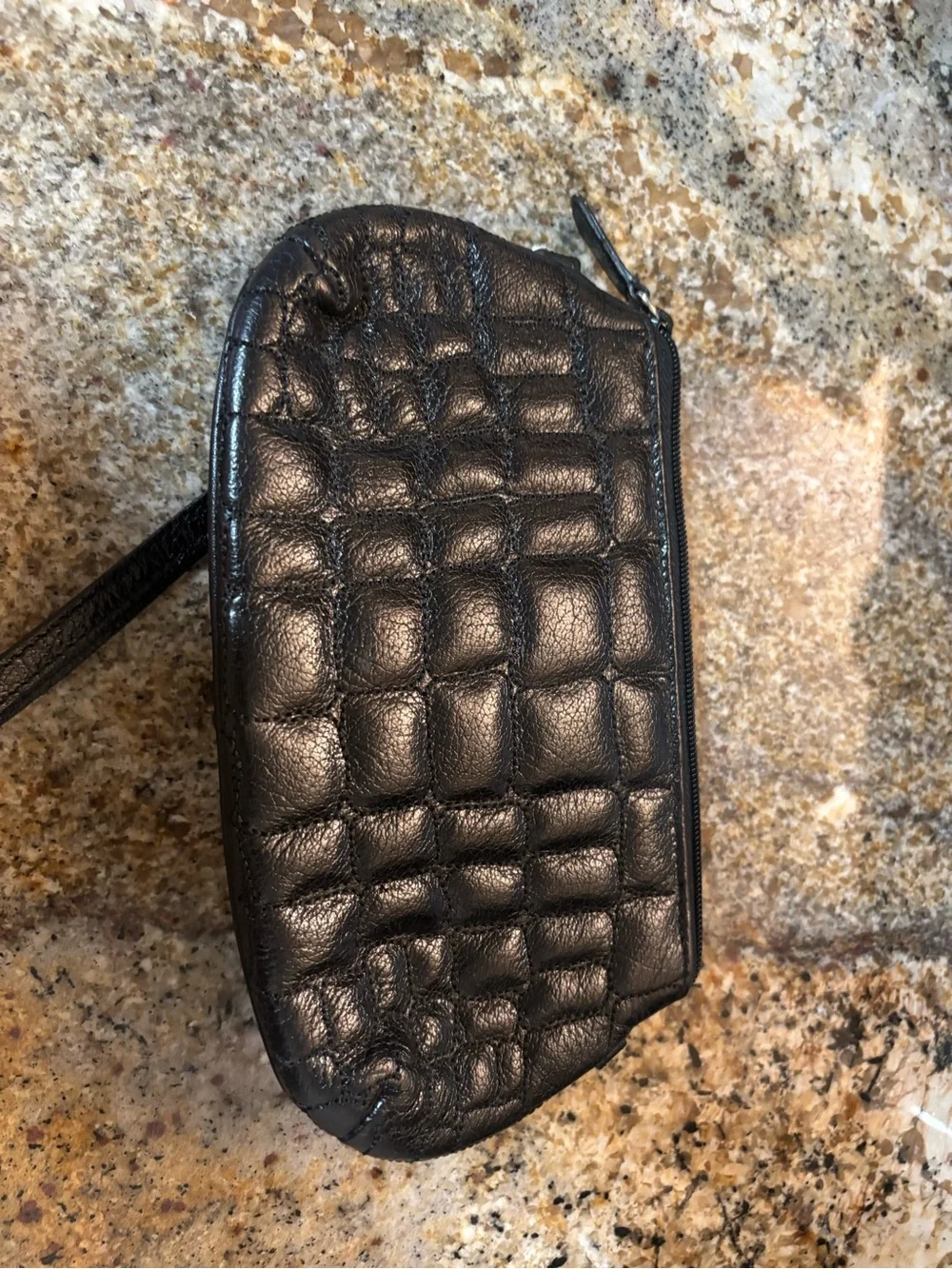Brighton Black Leather Croc Embossed Small Crossbody Shoulder Bag Purse One Size